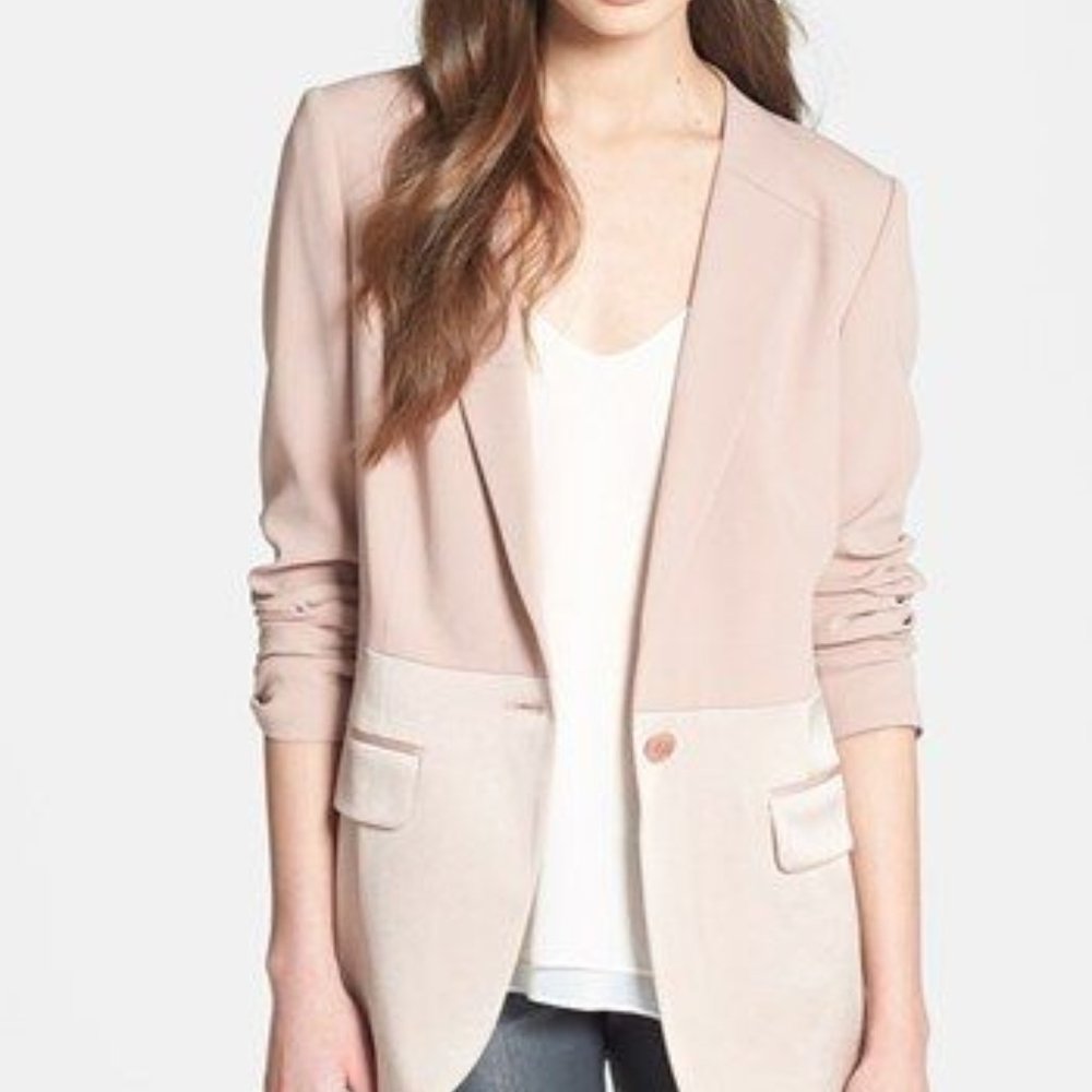 Nordstrom Chelsea28 Matte & Shine Mixed Media Blazer - Small